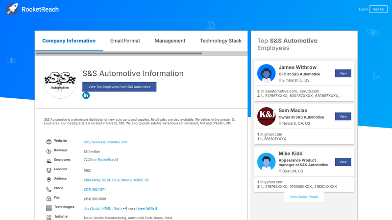 S&S Automotive Information s&s auto parts