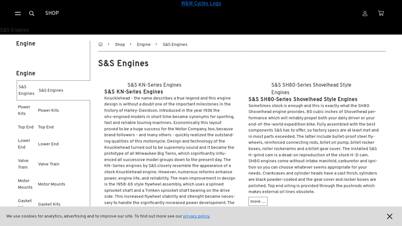 S&S Engines shovelhead motor parts