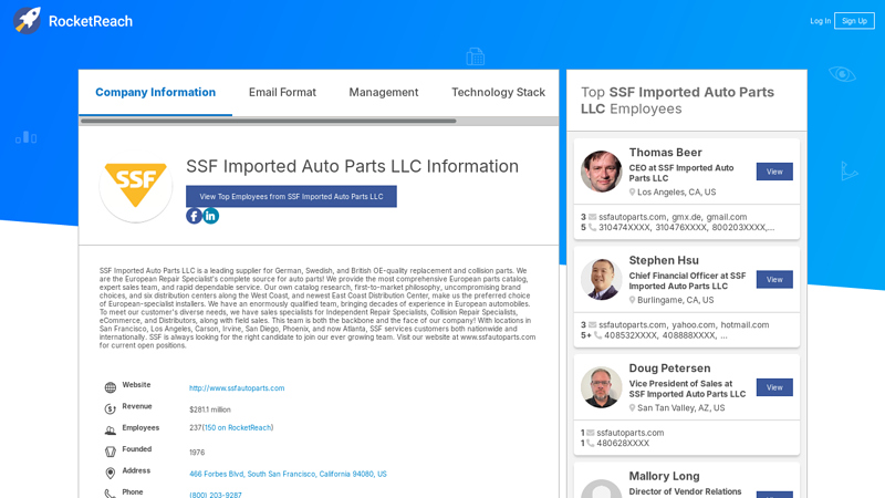 SSF Imported Auto Parts LLC Information ssf imported auto parts