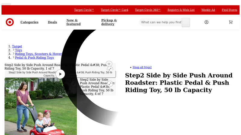 Step2 Side by Side Push Around Roadster: Plastic Pedal ... step 2 push car replacement parts
