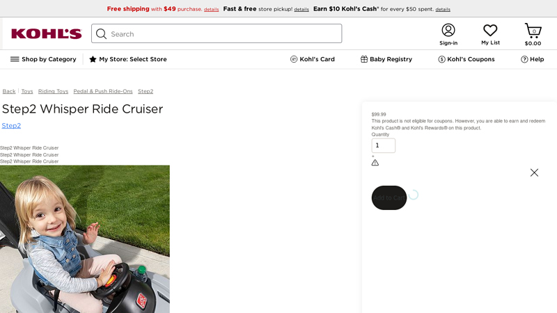 Step2 Whisper Ride Cruiser step 2 push car replacement parts