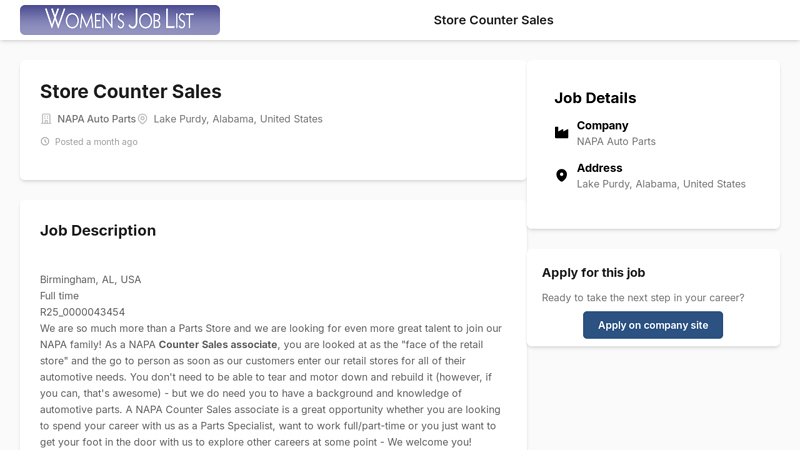 Store Counter Sales in Lake Purdy, AL ... purdy napa auto parts