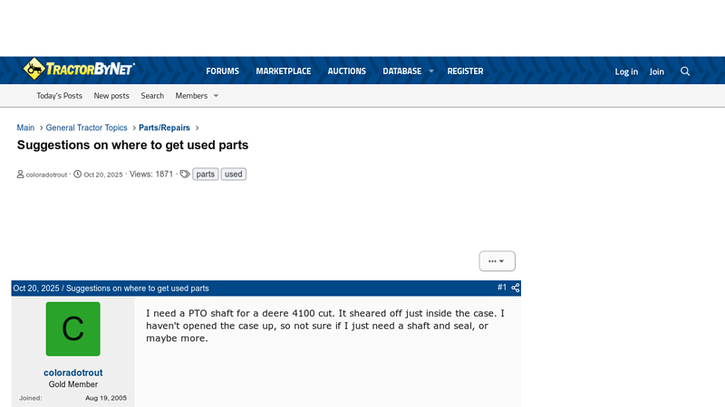 Suggestions on where to get used parts tractor parts online