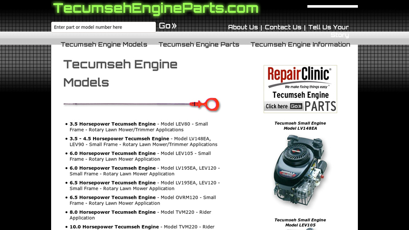 Tecumseh Engine Models at TecumsehEngineParts.com tecumseh motor parts