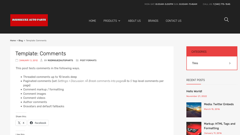 Template: Comments rodriguez auto parts
