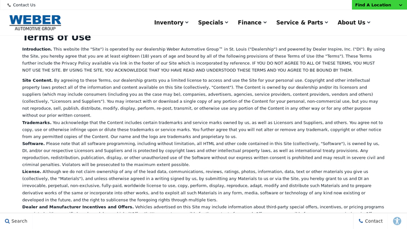 Terms & Conditions weber auto & truck parts inc