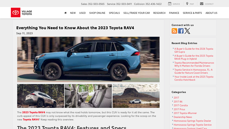 The 2023 Toyota RAV4 village toyota parts