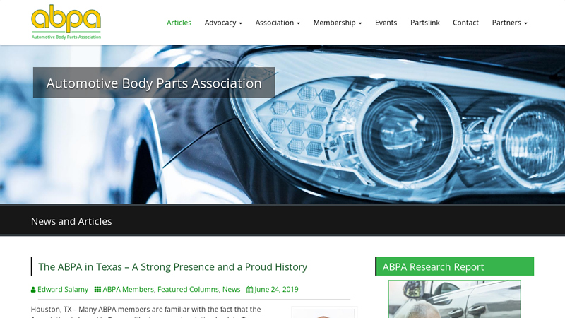 The ABPA in Texas new world auto body parts