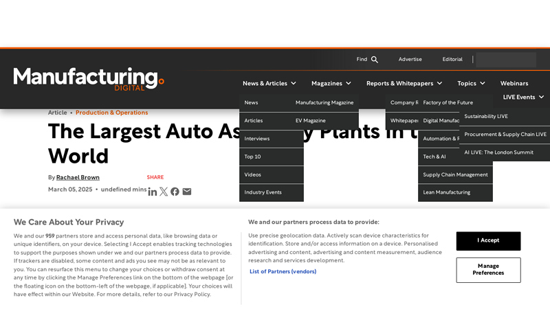 The Largest Auto Assembly Plants in the World mega auto parts