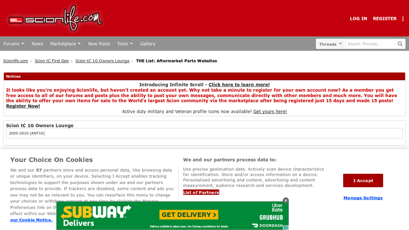 THE List: Aftermarket Parts Websites scion tc car parts