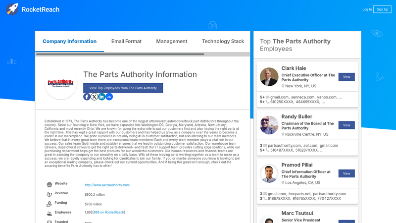 The Parts Authority Information car parts authority