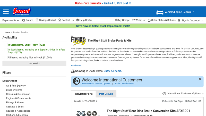 The Right Stuff the right stuff car parts