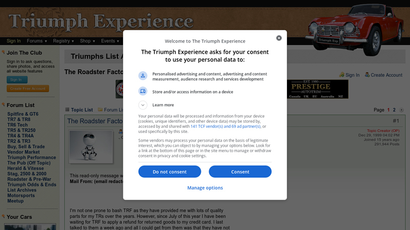 The Roadster Factory demise triumph car parts