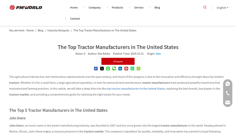 The Top Tractor Manufacturers in The United States ag states tractor parts