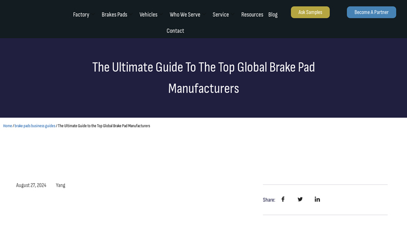 The Ultimate Guide to the Top Global Brake Pad Manufacturers car brakes parts