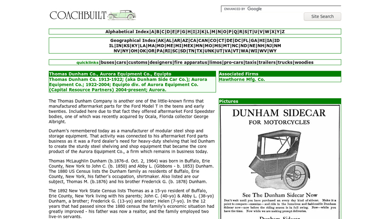 Thomas Dunham Co., Aurora Equipment Co., Equipto aurora car parts