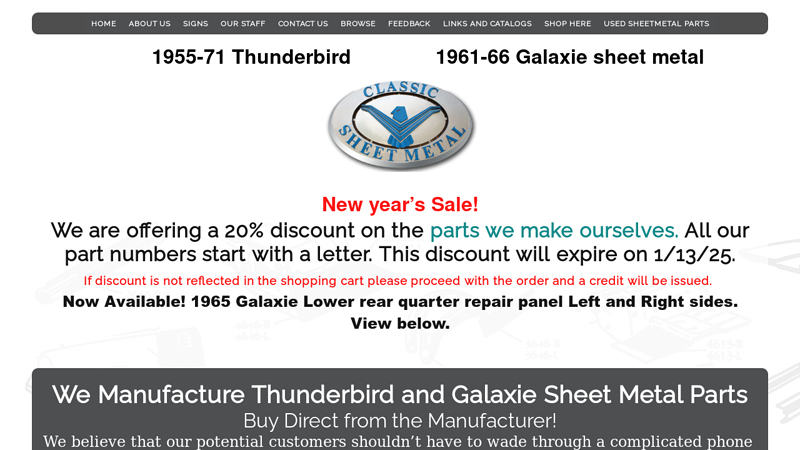 Thunderbird and Galaxie sheet metal panels ford thunderbird car parts