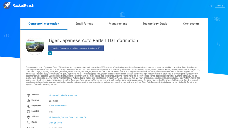 Tiger Japanese Auto Parts LTD Information tiger auto parts