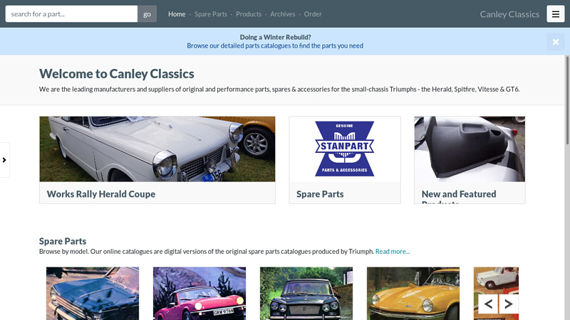 to Canley Classics triumph spitfire auto parts