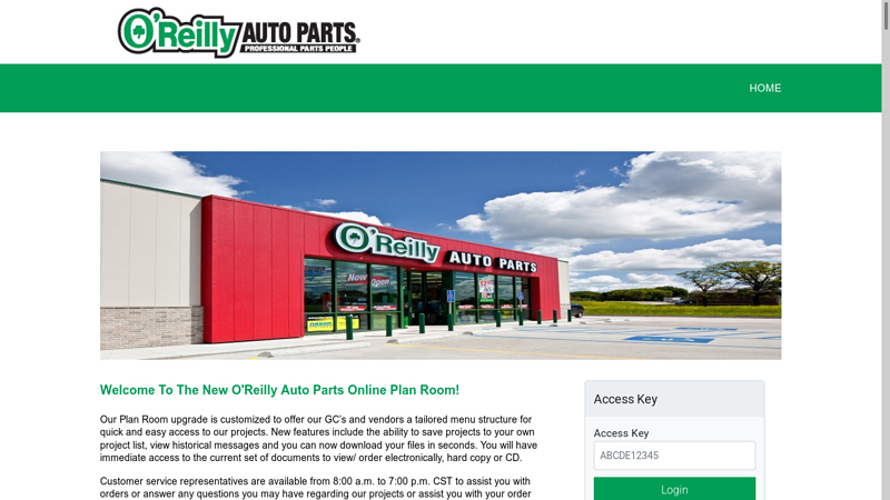 To The New O'Reilly Auto Parts Online Plan Room! oreillys auto parts ozark al