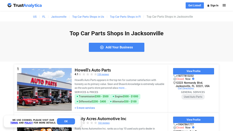 Top Art Auto Parts Shops near you in Jacksonville autozone auto parts jacksonville reviews