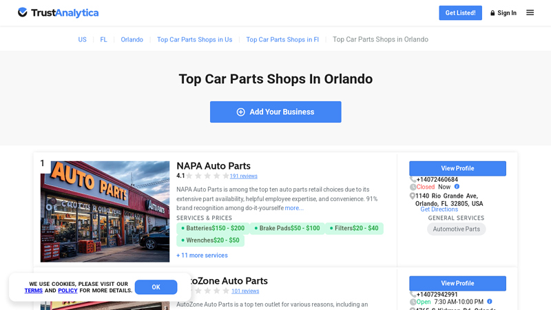 Top Art Auto Parts Shops near you in Orlando auto parts store orlando