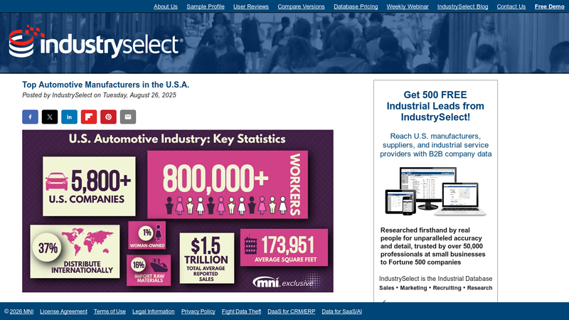 Top Automotive Manufacturers in the U.S.A. complete auto & truck parts