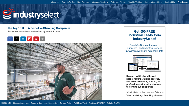 Top Automotive Stamping Companies in the U.S. fender car part