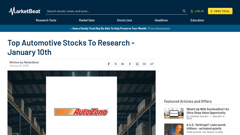 Top Automotive Stocks To Research best auto parts stock