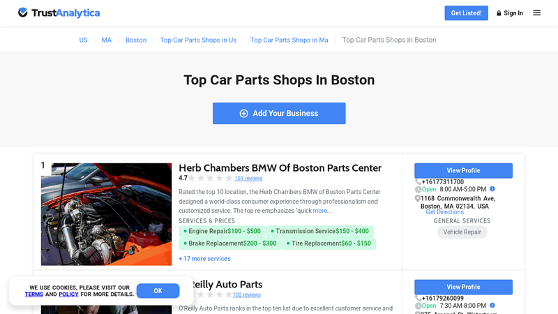 Top Car Parts Shops in Boston gem auto parts powered by parts authority