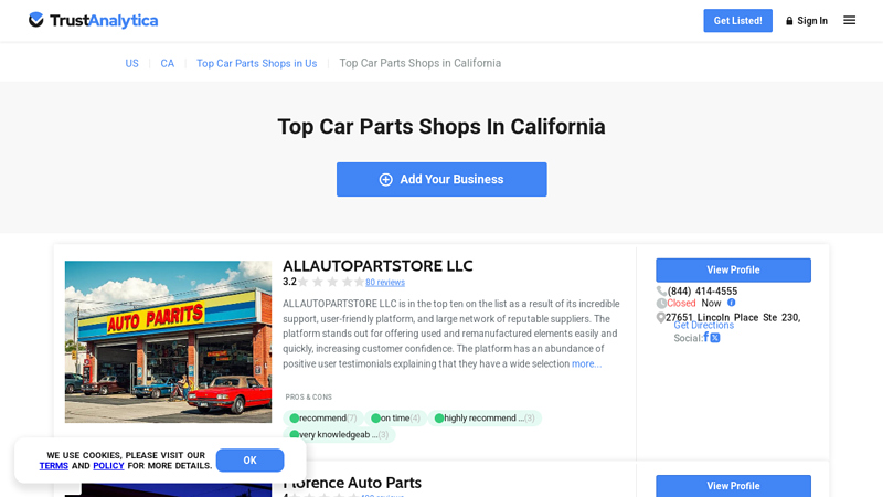 Top Car Parts Shops in California auto parts store sacramento