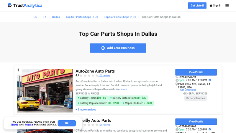 Top Car Parts Shops in Dallas auto parts store dallas tx