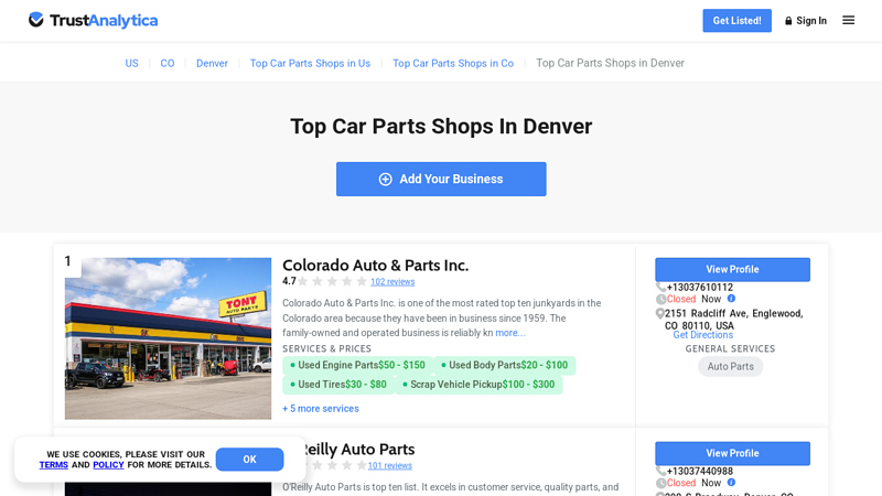 Top Car Parts Shops in Denver auto parts store denver