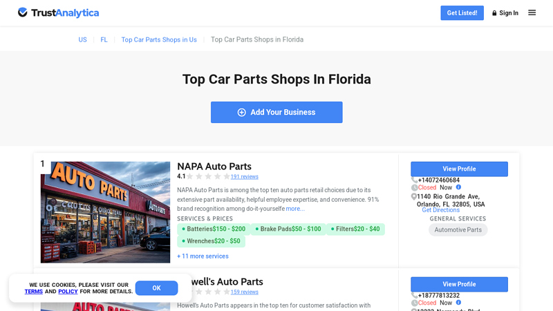 Top Car Parts Shops in Florida auto parts stores in florida
