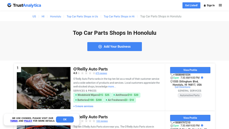 Top Car Parts Shops in Honolulu auto parts oahu