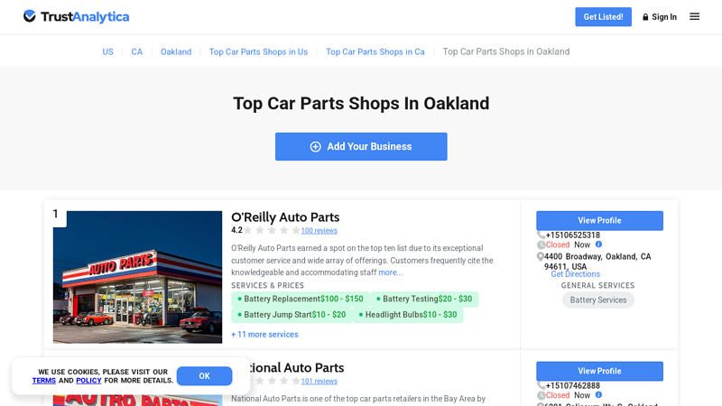Top Car Parts Shops in Oakland auto parts oakland ca