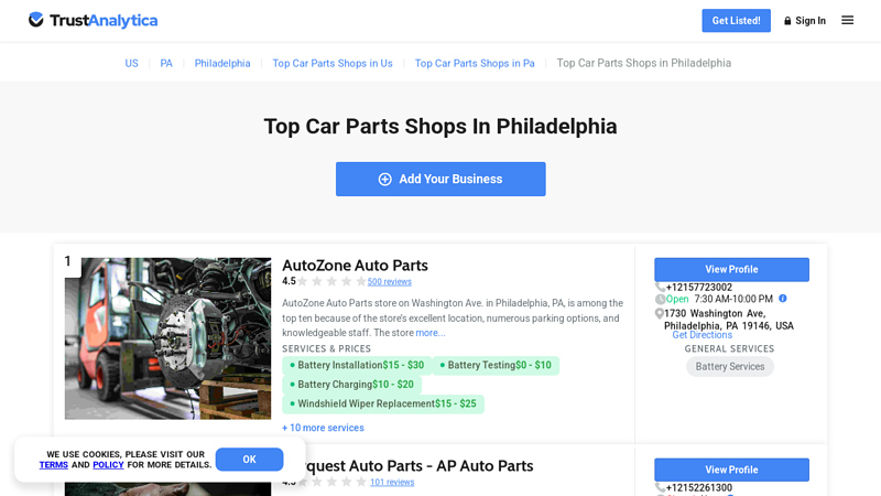 Top Car Parts Shops in Philadelphia auto parts outlet - north philadelphia