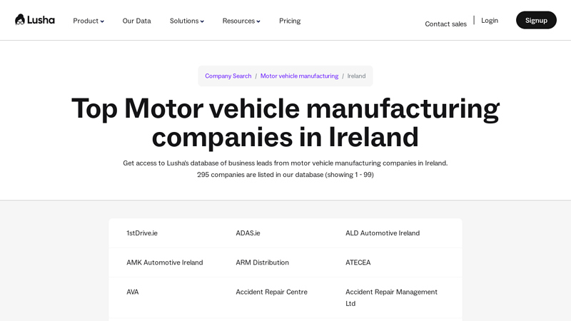 Top Motor vehicle manufacturing companies in Ireland dublin truck parts
