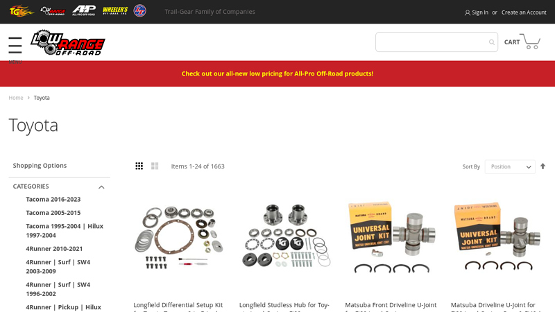 Toyota toyota off road parts