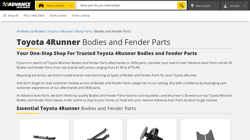 Toyota 4Runner Bodies and Fender Parts 4runner auto parts