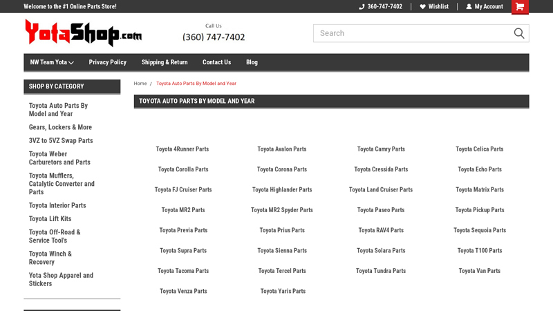 Toyota Auto Parts By Model and Year toyota parts near me