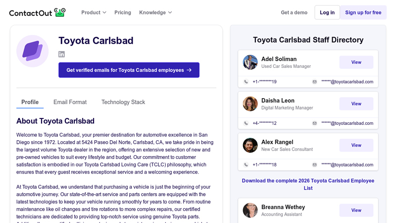 Toyota Carlsbad - Company Profile & Staff Directory toyota carlsbad parts