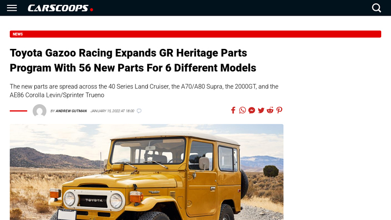Toyota Gazoo Racing Expands GR Heritage Parts Program With 56 ... heritage toyota parts