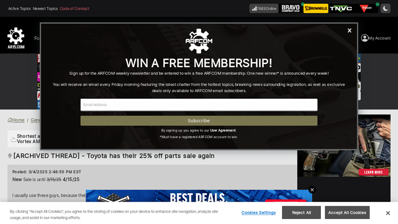 Toyota has their 25% off parts sale again toyota parts overstock