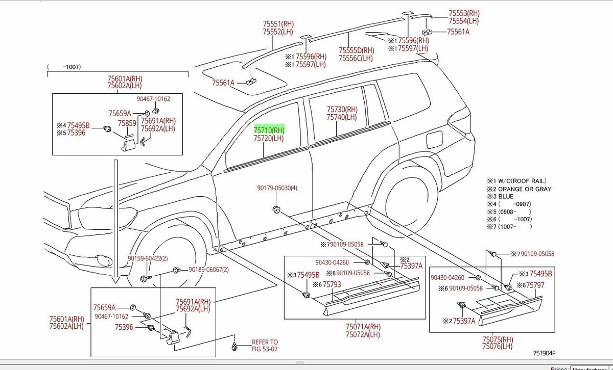 Toyota Highlander Car Parts guide