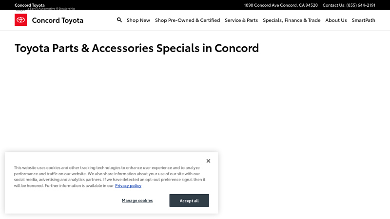 Toyota Parts & Accessories Specials in Concord auto parts walnut creek