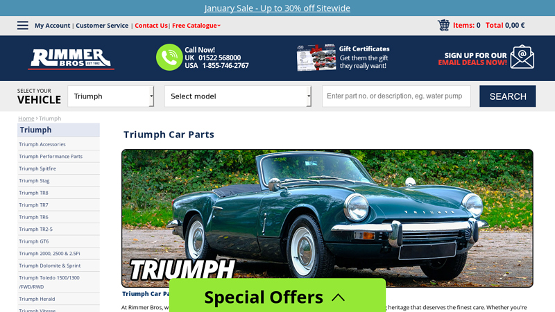 Triumph Car Parts and Accessories triumph car parts