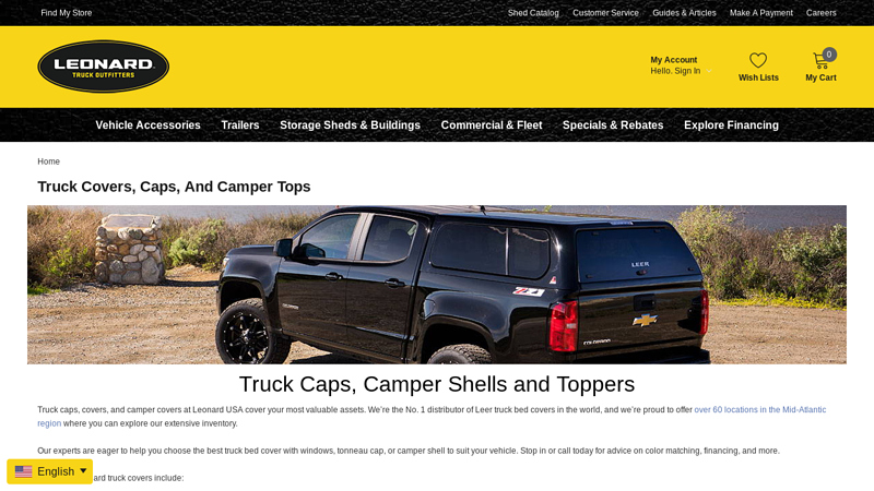 Truck Covers, Caps, And Camper Tops leer truck topper parts