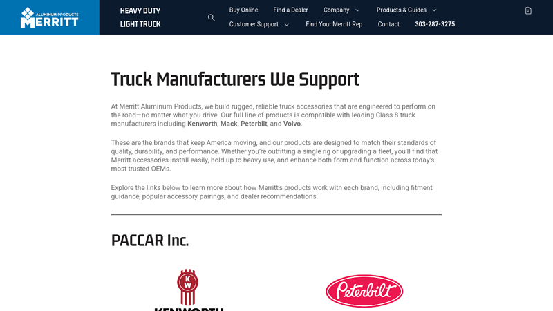 Truck Manufacturers We Support class eight truck parts