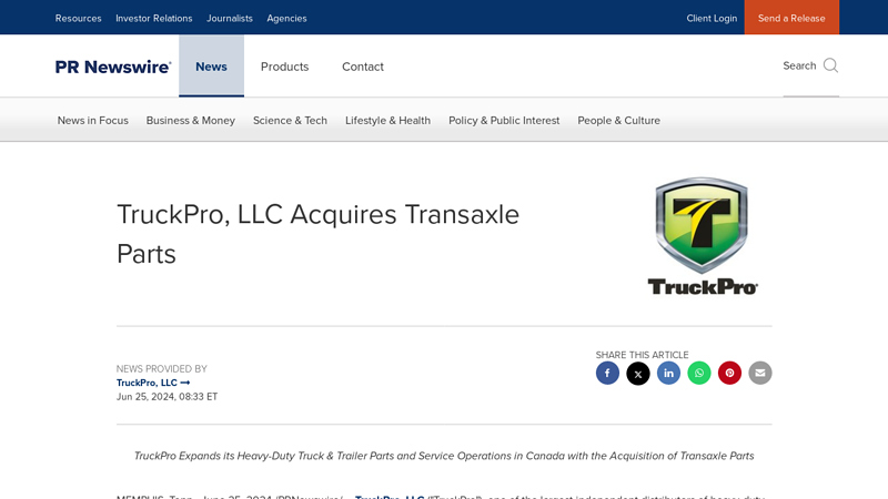 TruckPro, LLC Acquires Transaxle Parts transaxle truck parts